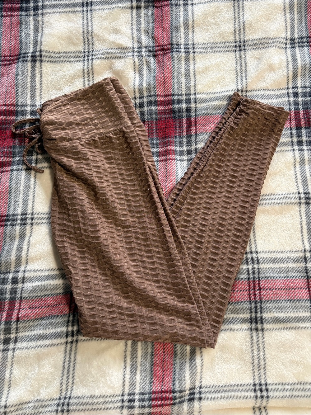 Women’s Textured High-Waist Leggings – Brown